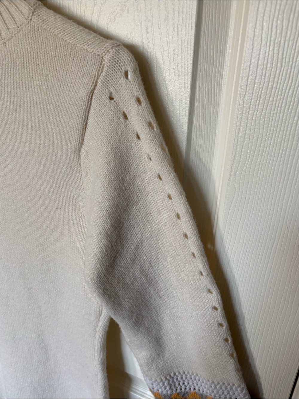 Boho Retro Cottagecore Cream Turtleneck Sweater Dress Bell Sleeve - Picture 5 of 12
